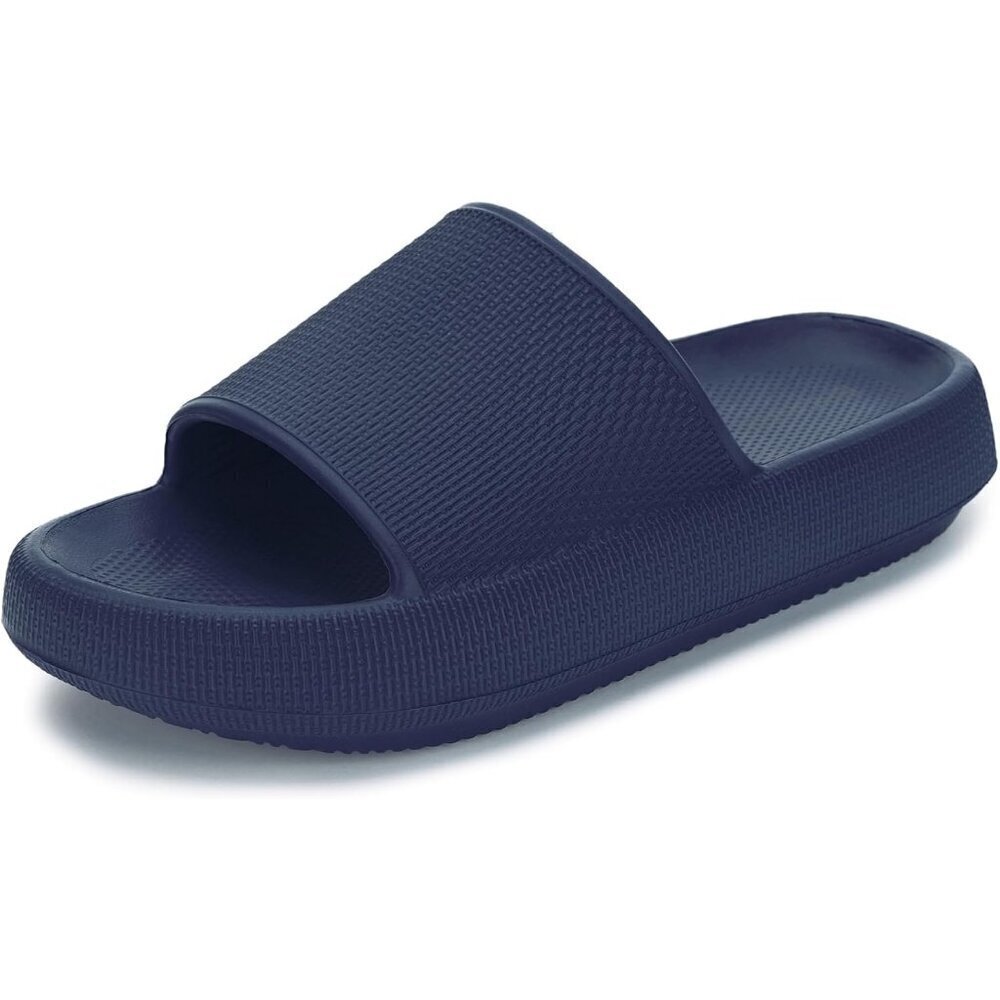 Women's Blue Pillow House Slides Slippers Shower Sandals Cushioned Thick Sole